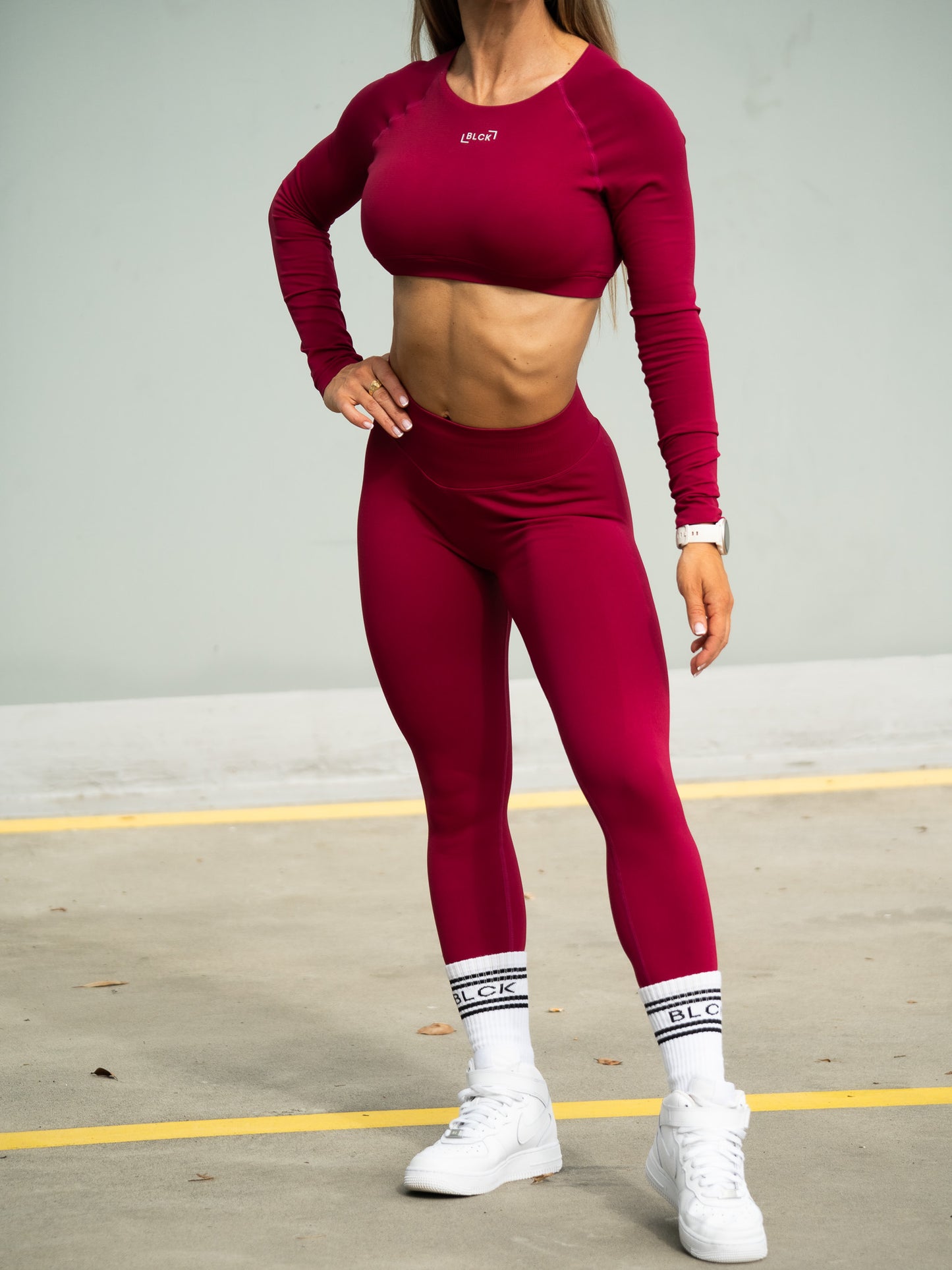 Noire Long Sleeve Crop Top Wild Berry